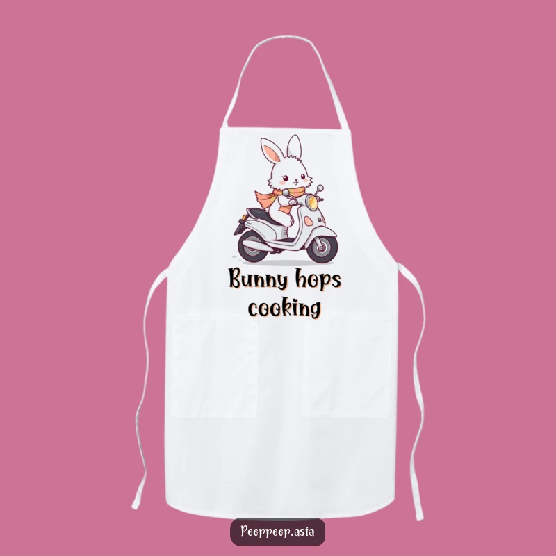 Funny Bunny Moped Apron: Cook Up Fun at Speedy Rates!