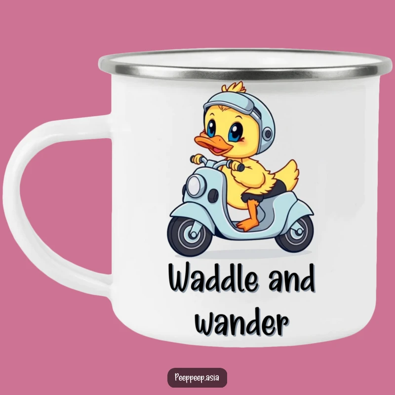 Funny Duckling Scooter Camping Mug - Hilarious Companion for Determined Campers