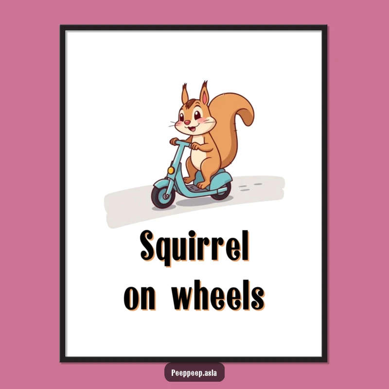 Funny Squirrel Scooter Digital Art - Hilarious Instant Download Decor