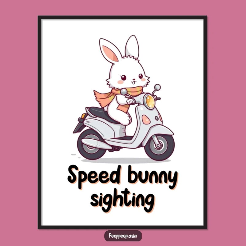 Funny Bunny Moped Digital Art: Instant Zippy Rides for Humorous Decor!