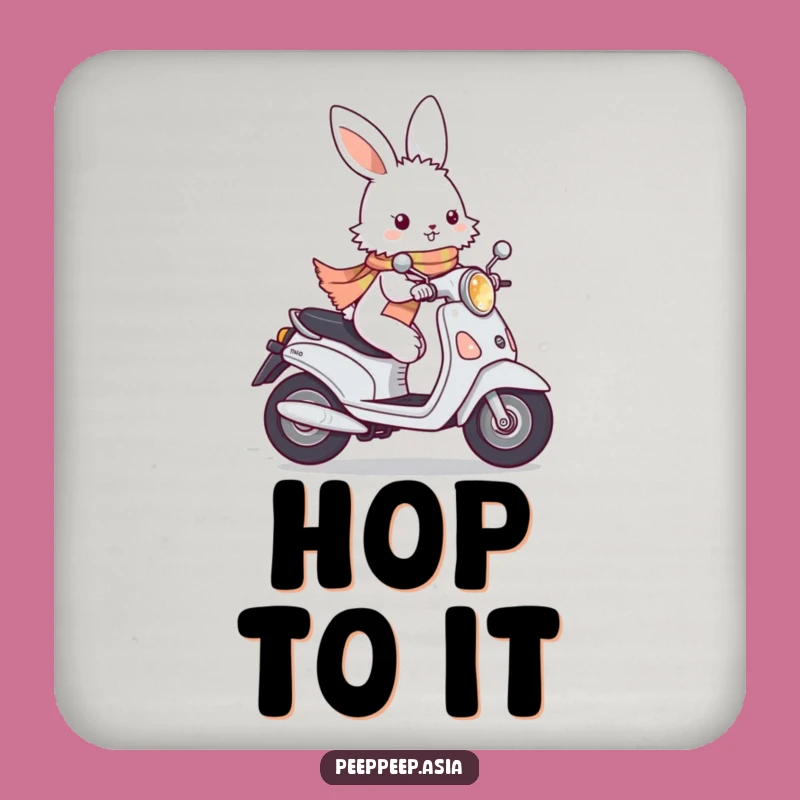 Funny Bunny Moped Coasters: Protect Surfaces with Speedy Rides!