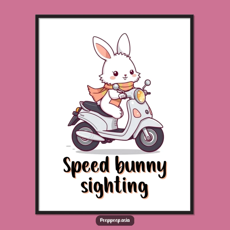 Funny Bunny Moped Poster: Zippy Rides for a Humorous Space!
