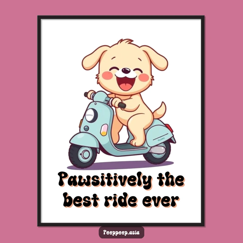 Funny Free Printable Wall Art: Puppy Scooter Joy for Whimsical Downloadable Decor!