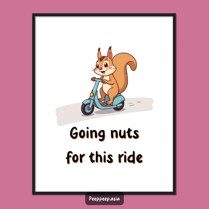Funny Free Printable Wall Art: Squirrel Scooter Adventure for Quirky Downloadable Home Decor!