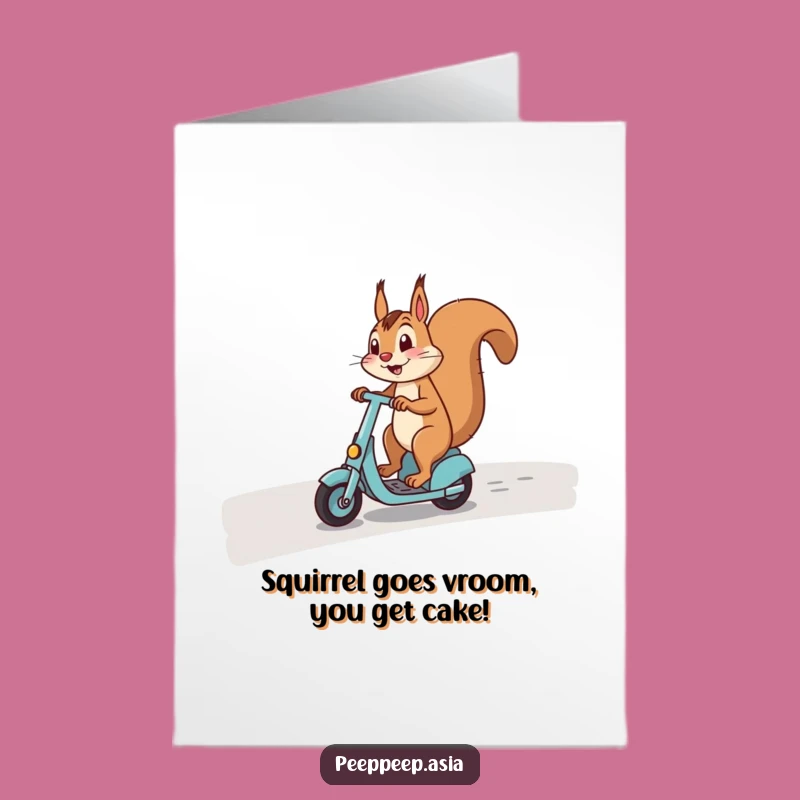 Free Printable Birthday Card: Funny Squirrel Scooter Rider for a Hilarious Downloadable Gift!