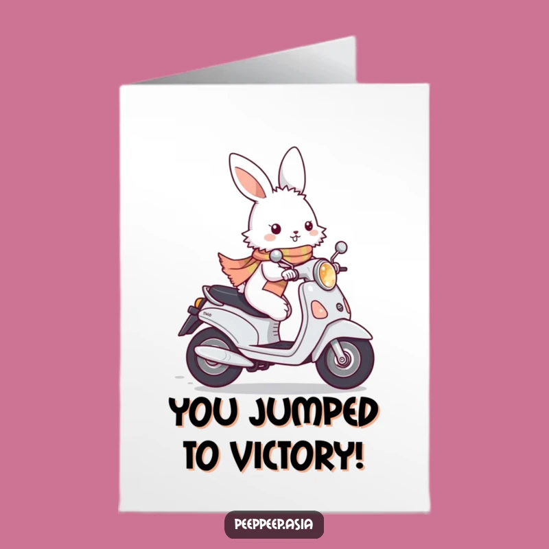 Free Printable Congrats Card: Bunny Moped Funny Downloadable Gift