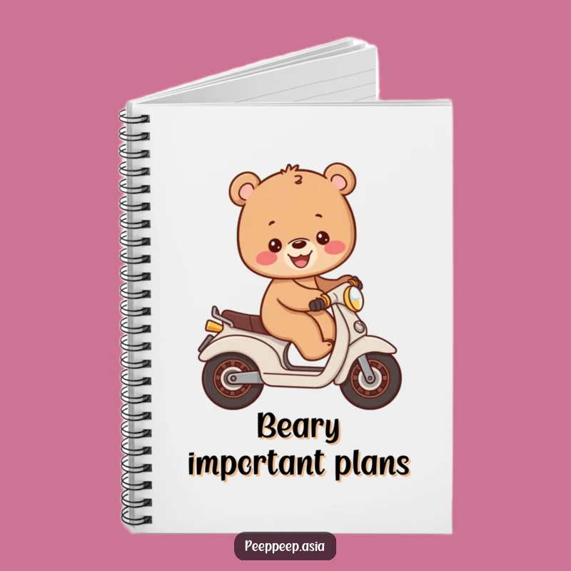 Funny Bear Cub Moped Notebook: Jot Down Adventures with Cheerful Rides!